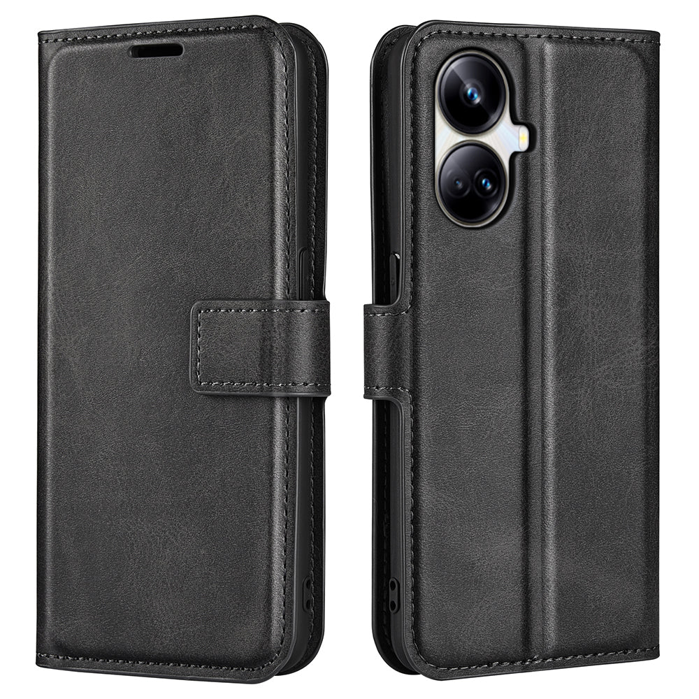 For Realme 10 Pro 5G PU Leather Stand Wallet Case Calf Texture Square Magnetic Clasp Shockproof Phone Cover For Realme 10 Pro 5G PU Leather Stand Wallet Case Calf Texture Square Magnetic Clasp Shockproof Phone Cover